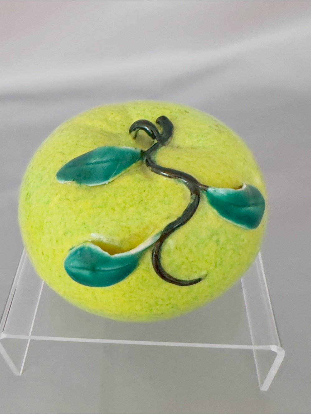 Antique Chinese Altar Fruit Green Apple 19th Century Qing 13" around
